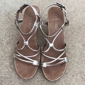 Aerosoles Strappy Gold Cork Wedge Size 9.5